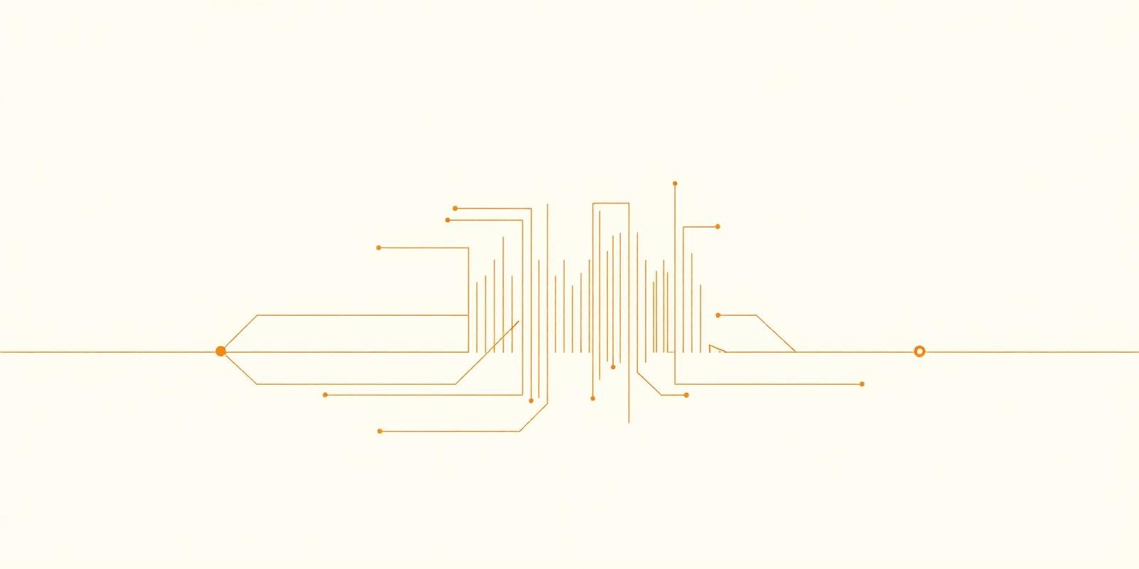 Abstract diagram of scattered signals resolving into a single line